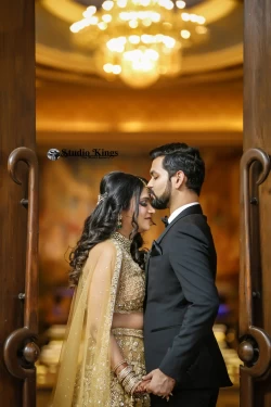 Be captivated by the chemistry that radiates in the couple's enchanting portrait. Studio Kings Wedding Photography celebrates the magnetic attraction and genuine smiles.
